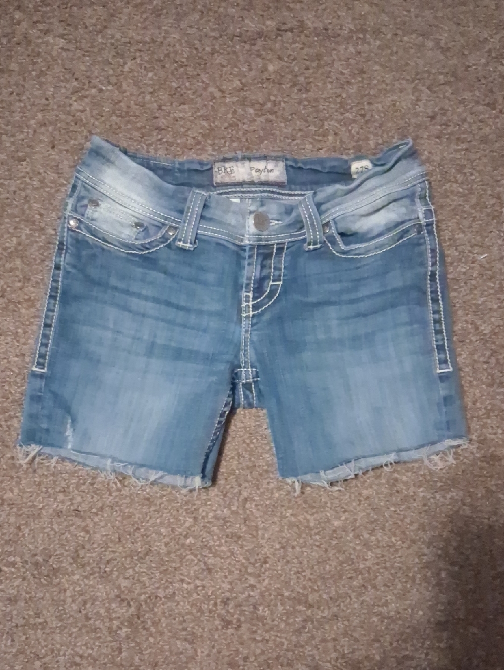BKE Blue Denim Frayed Hem Women's Shorts